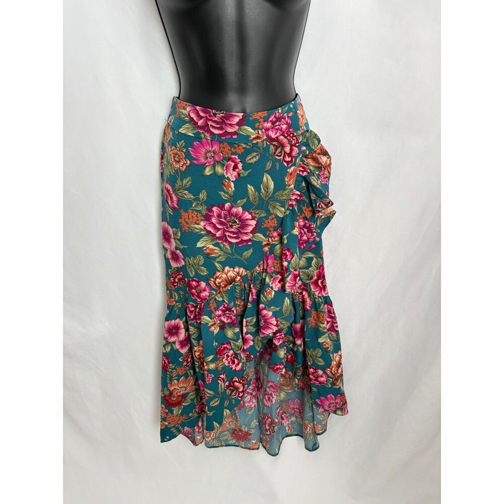 Milk & Honey NWT Floral Ruffled Midi Skirt Size M Feminine Prairie Cottagecore